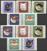 Ar104 Imperf,Perf 1968 Manama Cats Domestic Animals #(107-111)A+B 2Set Mnh - Chats Domestiques