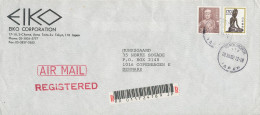 Japan Registered Air Mail Cover Sent To Denmark 18-12-1992 - Corréo Aéreo