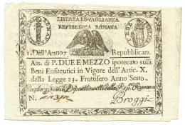 2,5 PAOLI ASSEGNATO REPUBBLICA ROMANA STATO PONTIFICIO DAL 09/09/1798 SUP- - Sonstige & Ohne Zuordnung