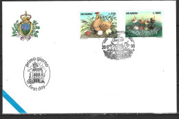 SAINT-MARIN. N°1469-70 Sur Enveloppe 1er Jour (FDC) De 1996. Poule/UNICEF. - UNICEF