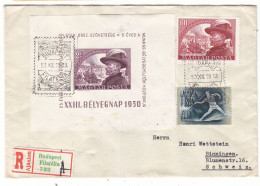Hongrie - Lettre Recom De 1950 - Oblit Budapest - Exp Vers Binningen - Avec Vignette - Valeur 50 € ++ - Covers & Documents