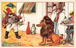 ILLUSTRATEUR NON SIGNE - Tartarin étonné à La Présence D'un Lion Apprivoisé-  Carte Postale Ancienne - 1900-1949