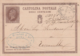 Italie Entier Postal Cachet Commercial Monami  ROMA UFo Succursale 1 -  24/11/1874 Pour Toscanella - Postwaardestukken