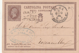Italie Entier Postal Cachet Commercial Monami  ROMA UFo Succursale 1 -  8/12/1874 Pour Toscanella - Interi Postali