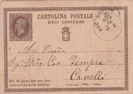 Italie Entier Postal TORINO 25/10/1874 Pour Canelli - Entiers Postaux