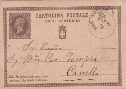 Italie Entier Postal TORINO 25/10/1874 Pour Canelli - Entero Postal