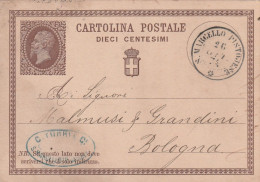 Italie Entier Postal Cachet Commercial Turri S MARCELLO PISTONESE 26/10/1874 Pour Bologna - Stamped Stationery