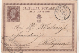 Italie Entier Postal Cachet Commercial Ciro Ronch MELDOLA 15/8/1874 Pour Bologna - Stamped Stationery