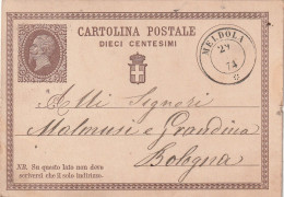 Italie Entier Postal  MELDOLA 18/6/1874 Pour Bologna - Postwaardestukken