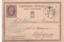 Italie Entier Postal  Cachet Commercial Borgi LIVORNO 24/9/1874 Pour Bologna - Ganzsachen