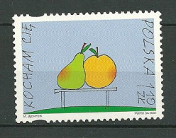 POLAND MNH  ** 3716 Saint Valentin Je T'aime Kocham Cie Poire Et Pomme Fruit - Nuevos