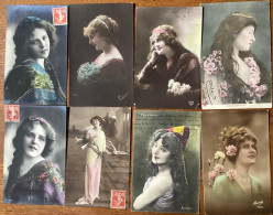 Cartes Postales « Fantaisie » Femmes (lot De 08 CP) - Colecciones Y Lotes