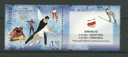POLAND MNH  ** 3717 Avec Vignette à Droite Jeux Olympiques D'hiver De Salt Lake City Etats Unis Ski Patinage - Unused Stamps