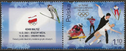 POLAND MNH  ** 3717 Avec Vignette à Gauche  Jeux Olympiques D'hiver De Salt Lake City Etats Unis Ski Patinage - Nuevos