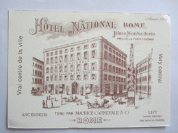 CPA HOTEL NATIONAL ROME PLACE MONTECITORIO TENU PAR MAURICE CARNEVALE - Cafes, Hotels & Restaurants