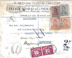 LR Buenos Aires Argentine Pour Oxford Angleterre 17/8/1920 Réexpédiée Et Taxée 2d Biggleswade 17/9/1920 - Briefe U. Dokumente