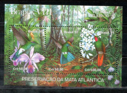 BRASILIEN Block 86, Bl.86 Mnh - Vogel, Kolibri, Orchidee, Humming-Bird, Colibri, Orchidée  - BRAZIL / BRÉSIL - Blokken & Velletjes