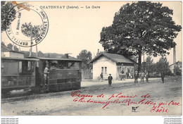 CPA 38 Chatonnay La Gare Et Le Train Tramway Ligne De Vienne à Charavines - Châtonnay