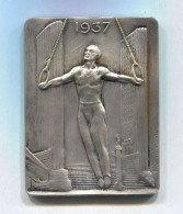 OLD GYMNASTICS GYMNASTIQUE PLAQUE FRANCE 1937 BY SALIS. JOSSE SILVER PLATED!!! - Gimnasia