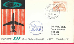 SVERIGE - FIRST CARAVELLE FLIGHT SAS FROM STOCKHOLM TO WIEN *16.5.59* ON OFFICIAL COVER - Storia Postale