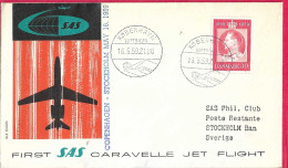 DANMARK - FIRST CARAVELLE FLIGHT - SAS - FROM KOBENHAVN TO STOCKHOLM *16.5.59* ON OFFICIAL COVER - Poste Aérienne