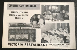 VICTORIA RESTAURANT Cuisine Continentale 149 Victoria St S.W.I - Restaurantes