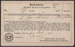 Thurn & Taxis Fahrpost Post-Schein Für Das Postgebiet Frankfurt 7.10.1858 - Cartas & Documentos