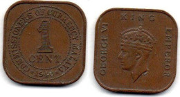 MA 24652 / Malaya 1 Cent 1940 TB+ - Malaysie