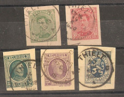 Belgique - Petit Lot De 5 Fragments D'entiers Postaux  Oblitérations Thielt - Albert 1915 - Houyoux - Lion Héraldique - Other & Unclassified
