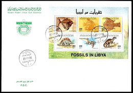 LIBYA 1996 Fossils Dinosaurs (minisheet FDC) - Fossilien