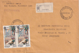 30/9/1981 - Busta Raccomandata Da Faicchio A Benevento - Affr. Coppia 300L Palio Siena (ultimo Giorno D'uso) - 1981-90: Storia Postale