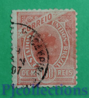 S104- BRASILE - BRAZIL 1900 LIBERTY HEAD 100r USATO - USED - Used Stamps