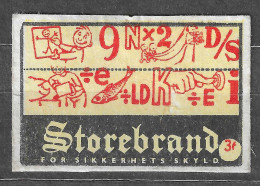  NORWAY VINTAGE Phillumeny MATCHBOX LABEL FOR SIKKERHETS SKYLD STOREBRAND SIZE  5.5  X 3.5 CM - Boites D'allumettes - Etiquettes