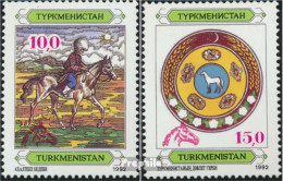 Turkmenistan 13e-14e (kompl.Ausg.) Postfrisch 1992 Aufdruckausgabe - Turkmenistán
