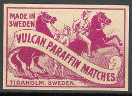  MADE  IN SWEDEN TIDAHOLM   VINTAGE Phillumeny MATCHBOX LABEL VULCAN PARAFFIN  MATCHES  5  X 3.5 CM  - Matchbox Labels