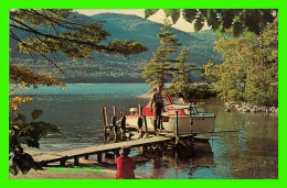 ADIRONDACK, NY - LAKES ABOUND CAMPSITES - ANIMATED WITH BOATS - DEXTER PRESS INC - DEAN COLOR SERVICE - - Adirondack