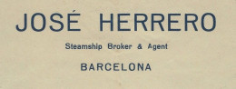 NAVIGATION 1919 BILL OF LADING CONNAISSEMEN ENTETE José Herrero Barcelona Espagne Transport De Vin  => Shanghai Chine - 1900 – 1949