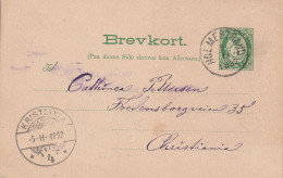 Norvège Entier Postal Holmestrand 1892 - Enteros Postales