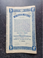 VP ACTION (V2309) MINERVA MOTORS (3 Vues) Automobiles Minerva Coupure N°9 D'un Dixième De La Part Sociale Numéro 200610 - Automobile