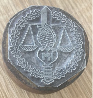 Tribunal De Commerce Vintage Ancienne Matrice-Plaque Imprimerie Tampon Encreur-Balance Justice - Stempel & Siegel