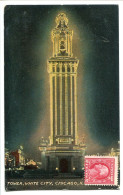 Washington George 2 Cents Carmin 1912 . Non Oblitéré . Sur Carte Voyagé 1914 Chicago Tower White City - 1901-20