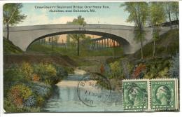 Paire Horizontale Washington George 1 Cent Vert 1912 . Oblitéré 1913 . Sur Carte Hamilton Near Baltimore Bridge Over Run - 1901-20