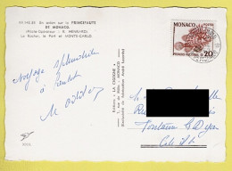 MONACO SUR CARTE POSTALE / TP 542 POISSON RASCASSE VOLANTE / 1962 - Cartas & Documentos
