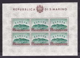 1961 San Marino Saint Marin EUROPA CEPT FOGLIETTO Di 6v. MNH** EUROPE BF Souvenir Sheet 9 Monte Titano - 1961