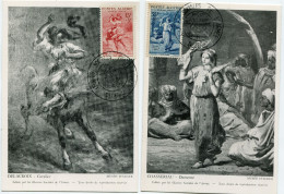 ALGERIE CARTES MAXIMUM DES N°346/348 TABLEAUX DU MUSEE DES BEAUX-ARTS D'ALGER OBLITERATION ALGER 30-11-57 OEUVRES....... - Cartes-maximum