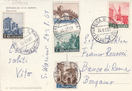 X5043 Repubblica Di San Marino - Panorama Con La Rocca - Nice Stamps Timbres Francobolli / Viaggiata 1961 - San Marino
