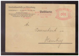 Dt-Reich (009270) Postkarte Zahlungsbestätigung Landessparkasse Zu Oldenburg An Vereinsbank In Hamburg 27.8.1929 - Machines à Affranchir