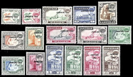 (02) Sansibar / Zanzibar  1964 / Overprint Definitives / Serie Courante / Freimarken  ** / Mnh  Michel 281-296 - Zanzibar (...-1963)