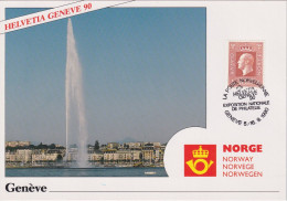 Sonderkarte  "Helvetia Genève - La Poste Norvégienne"       1990 - Brieven En Documenten