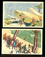 Illustrateur Alain Saint Ogan 2 Cartes Des Eclaireurs Unionistes De France Scout Scoutisme ( Format 9cm X 14cm ) - Scoutisme